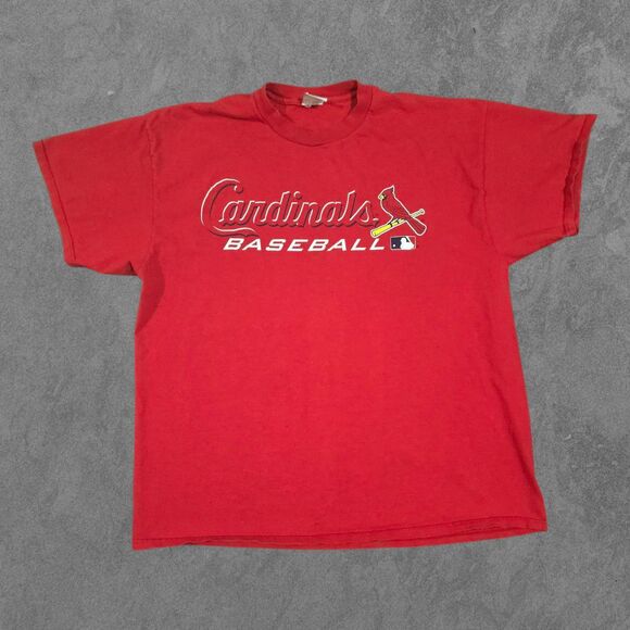 Vintage Majestic St Louis Cardinals Shirt Mens XXL Red Baseball MLB Distressed - Picture 1 of 5